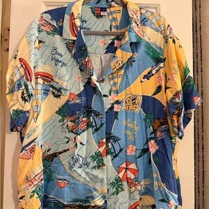 Old Navy Hawaiian Shirt XL – Bon Voyage Print – New Without Tags